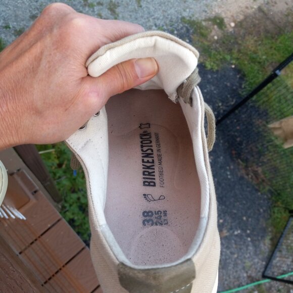 Birkenstock Arran Khaki Beige Canvas Lace-Up Sneakers Size 38 Wide / US 7 - 7.5 - Picture 14 of 16